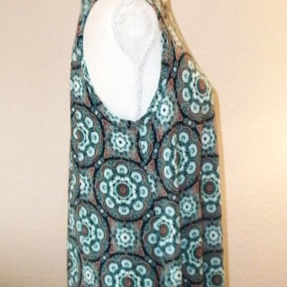 Loft Size MP Sleeveless Medallion Print Crewneck Rust, Cream, Navy Blue Dress - Picture 5 of 5